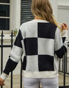 Plaid V-Neck Dropped Shoulder Cardigan