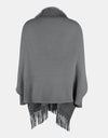 Fringe Open Front Long Sleeve Poncho