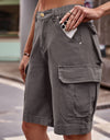 Denim Cargo Shorts with Pockets