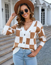 Button-Up V-Neck Dropped Shoulder Cardigan