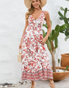 Printed V-Neck Wide Strap Dress