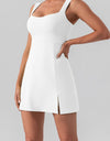 Square Neck Sleeveless Slit Mini Active Dress