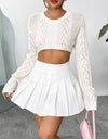 Openwork Round Neck Knit Top