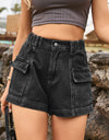 High Waist Denim Shorts with Pockets