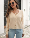 Button-Down Dropped Shoulder Ribbed Cardigan