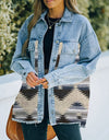 Collared Neck Dropped Shoulder Denim Jacket