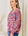 Woven Right V-Neck Long Sleeve Cardigan