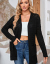 Open Front Dropped Shoulder Cardigan with Pockets