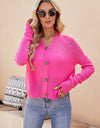 Button Up V-Neck Long Sleeve Cardigan