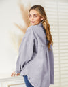 Distressed Raw Hem Denim Jacket