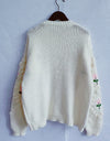 Floral Button Up Round Neck Long Sleeve Cardigan