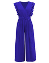 Ruffled Surplice Cap Sleeve Jumpsuit
