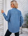 Button Up Collared Neck Denim Jacket