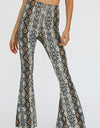 Snakeskin Print Flare Pants