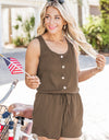 Scoop Neck Wide Strap Romper with Pockets