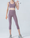 Wide Waistband Cropped Sports Leggings