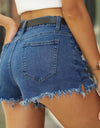 Raw Hem Distressed Denim Shorts