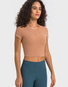 Round Neck Short Sleeve Cropped Sports T-Shirt