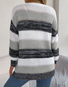 Openwork Striped Open Front Cardigan