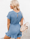 Ruffled Boat Neck Short Sleeve Romper