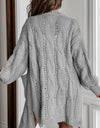 Cable-Knit Dropped Shoulder Slit Cardigan