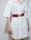 Geometric Buckle Elastic Wide Belt