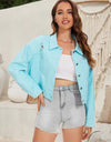 Distressed Distressed Button Up Denim Jacket