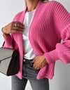 Open Front Dropped Shoulder Cardigan