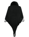 Striped Fringe Detail Long Sleeve Poncho
