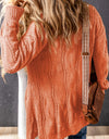 Cable-Knit Dropped Shoulder Slit Cardigan