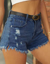 Raw Hem Distressed Denim Shorts