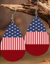 Stars and Stripes PU Leather Teardrop Earrings