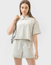 Half Button Short Sleeve Active T-Shirt