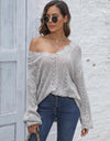 Openwork V-Neck Sweater