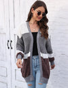 Color Block Open Front Cardigan