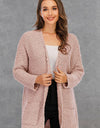 Pocketed Open Front Long Sleeve Cardigan