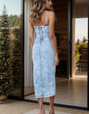 Cutout Slit Spaghetti Strap Denim Dress