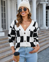 Button-Up V-Neck Dropped Shoulder Cardigan