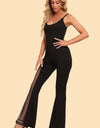 Spliced Mesh Spaghetti Strap Jumpsuit