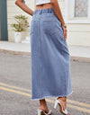Slit Asymmetrical Waist Denim Skirt