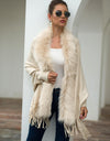 Fringe Open Front Long Sleeve Poncho