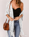 Openwork Open Front Cardigan with Fringes