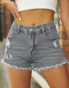 Raw Hem Distressed Denim Shorts