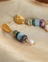 Natural Stone Freshwater Pearl Dangle Earrings