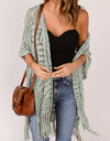 Openwork Open Front Cardigan with Fringes