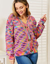 Woven Right V-Neck Long Sleeve Cardigan