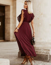Tied Surplice Cap Sleeve Pleated Dress