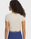 Round Neck Short Sleeve Cropped Sports T-Shirt