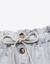 Buttoned Drawstring Waist Cuffed Shorts