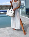 Openwork Slit Cutout Wide Strap Dress